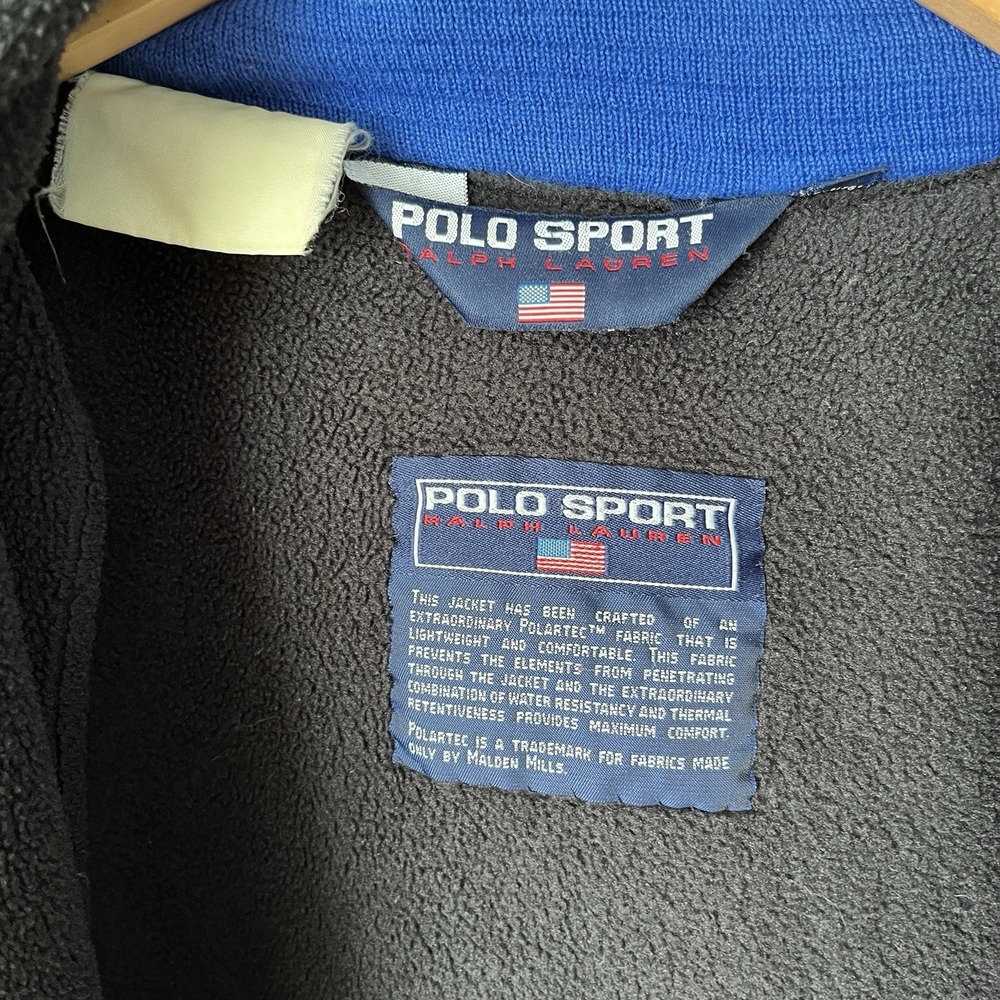 Polo Sport Ralph Lauren Jacket Men L Red Black Fleece Nylon Hooded Vintage 90s - Picture 9 of 16